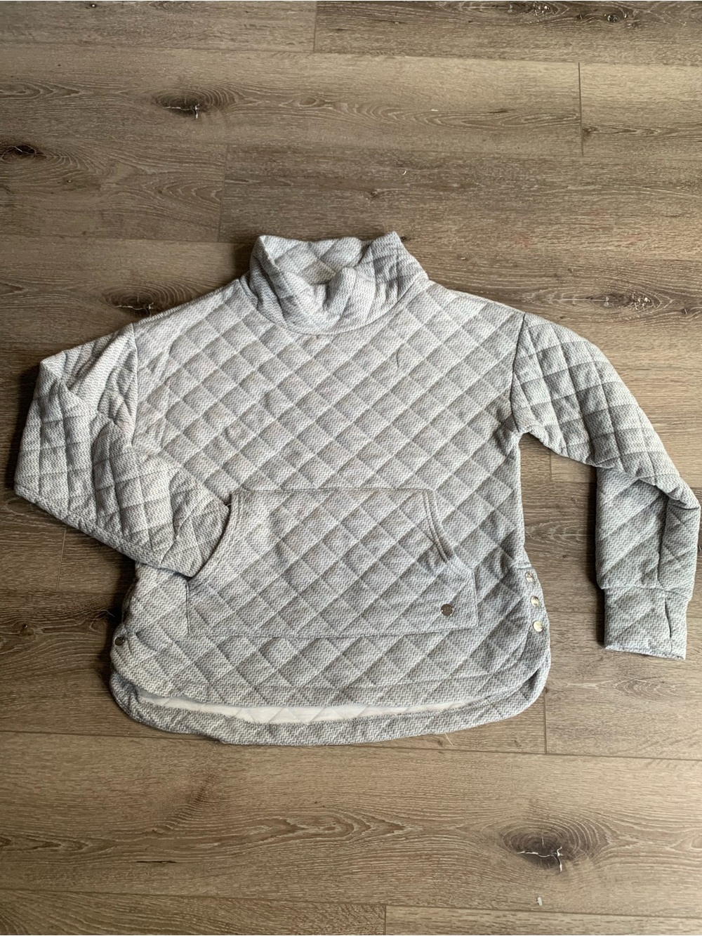 Jones New York Size XL Sport Quilted Pullover Women's Gray White Herringbone